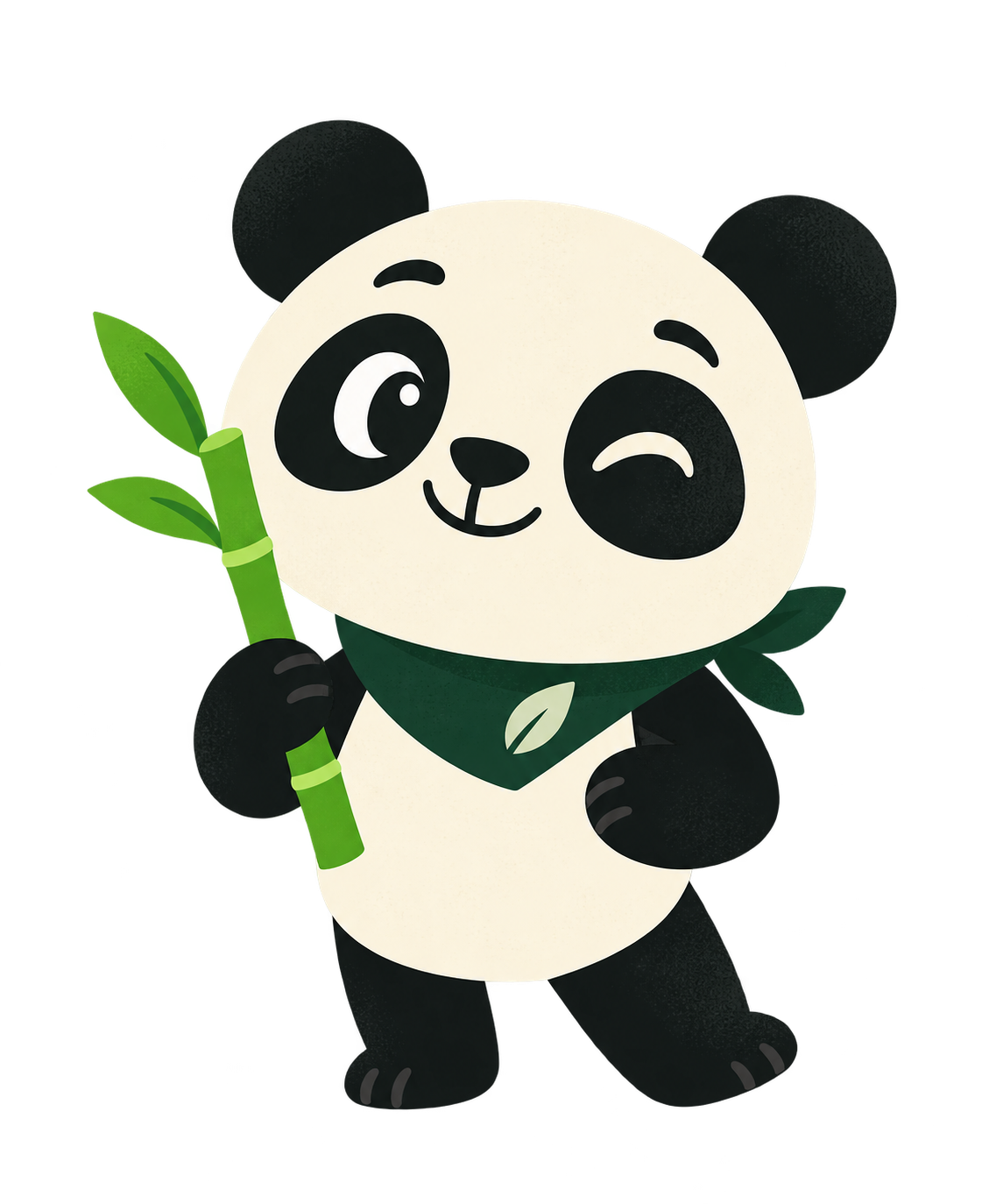 BiteRules panda holding bamboo and wearing a leaf handkerchief